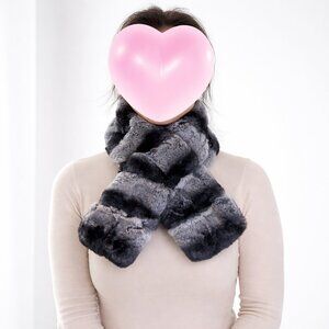 100% Genuine Rex Rabbit Chinchilla Fur Scarf - Brand New